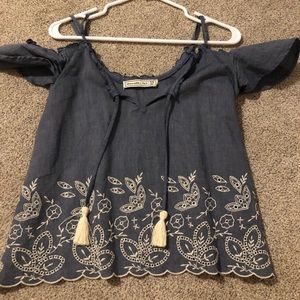 Blue off shoulder top